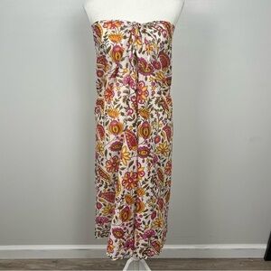 NWT Echo Design Beach pink yellow paisley floral tie sarong style dress, OS.